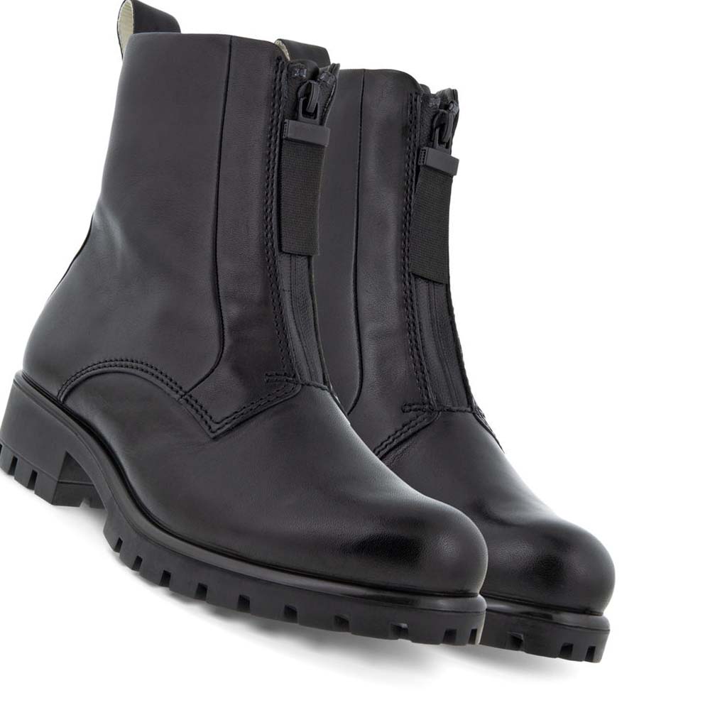 Women's Ecco Modtray Front-zip Mid-cut Boots Black | USA 17CTV